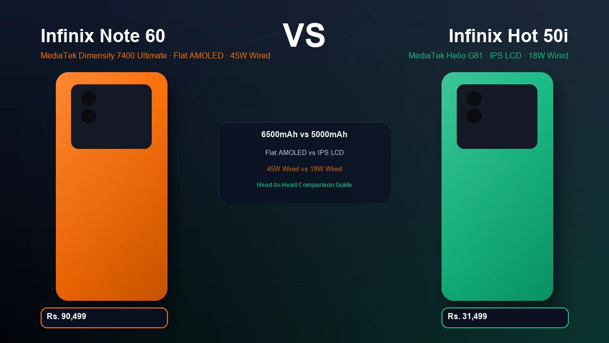 Infinix Note 60 vs Infinix Hot 50i in Pakistan | Comparison 1 Infinix Note 60 vs Infinix Hot 50i comparison in Pakistan