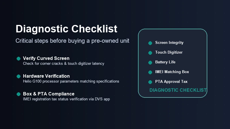 Used mobile diagnostics checklist screen battery and IMEI verification