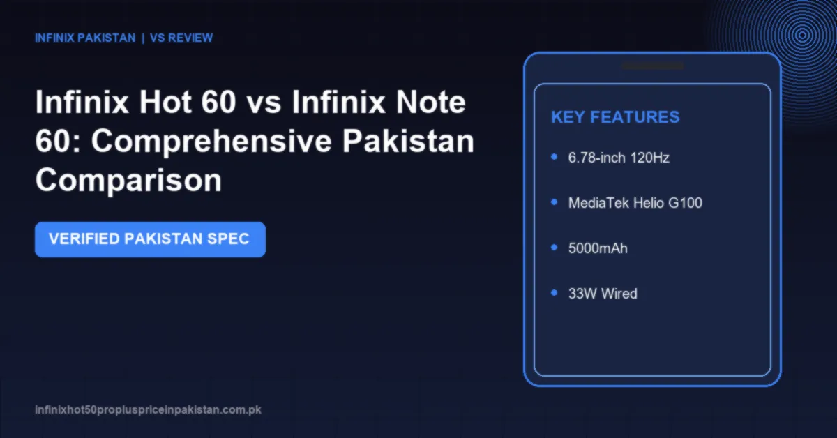 Detailed comparison of Infinix Hot 60 vs Infinix Note 60 covering prices in Pakistan, display, camera, processor benchmarks and battery life.