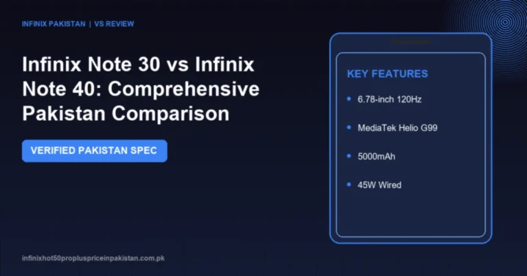 Detailed comparison of Infinix Note 30 vs Infinix Note 40 covering prices in Pakistan, display, camera, processor benchmarks and battery life.